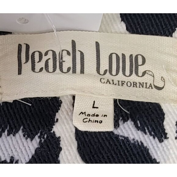 Peach Love Denim Jackey The Lollie White Animal Print Button Fringe Womens Large - Picture 8 of 10